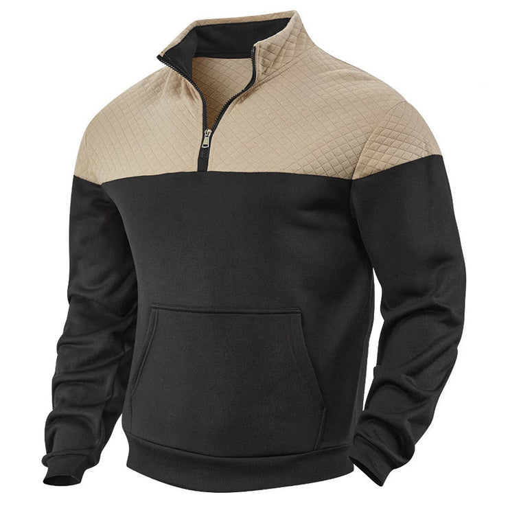 Winter Heavy Fleece-lined Casual Loose Multicolor Men's Plus Size Stand Collar Zipper Sweater