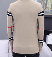 Slim-fit Contrast Colors Round Neck Base Knitwear Men's Sweater