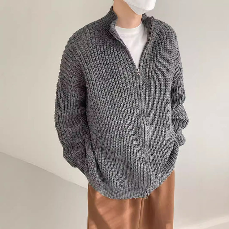 Half Turtleneck Men's Spring And Autumn All-matching Lazy Style Solid Color Sweater Coat