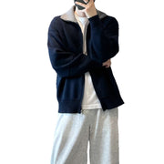 Barne Style Contrast Color Knitted Cardigan Sweater For Men