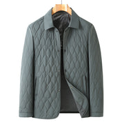 Men's Jacket Lightweight Business Diamond Lattice Shirt Autumn Winter Cotton-padded Coat