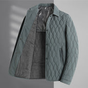 Men's Jacket Lightweight Business Diamond Lattice Shirt Autumn Winter Cotton-padded Coat