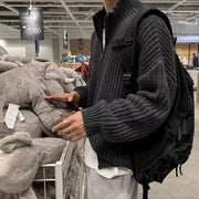 Half Turtleneck Men's Spring And Autumn All-matching Lazy Style Solid Color Sweater Coat