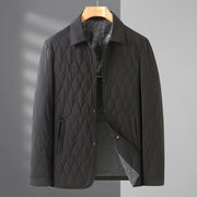 Men's Jacket Lightweight Business Diamond Lattice Shirt Autumn Winter Cotton-padded Coat