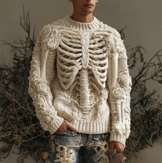 New 3D Digital Printing Fashion Casual Round Neck Thick Needle Sweater